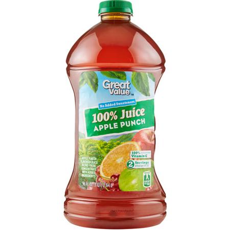 Great Value 100% Apple Juice, 96 fl oz